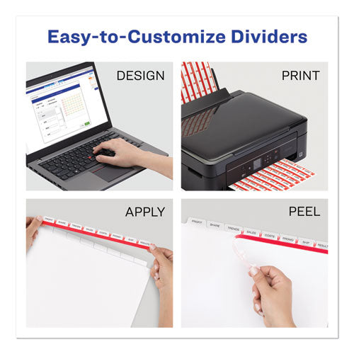 Print And Apply Index Maker Clear Label Plastic Dividers W/printable Label Strip, 8-tab, 11 X 8.5, Frosted Clear Tabs, 1 Set.