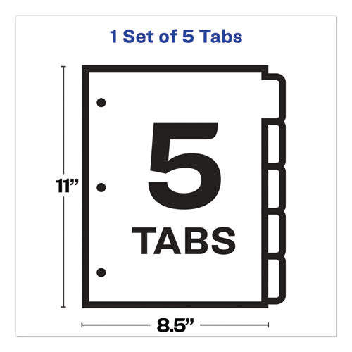 Print And Apply Index Maker Clear Label Dividers, Big Tab, 5-tab, White Tabs, 11 X 8.5, White, 1 Set.