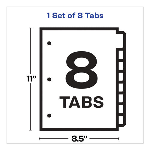 Print And Apply Index Maker Clear Label Dividers, Big Tab, 8-tab, 11 X 8.5, White, 1 Set.