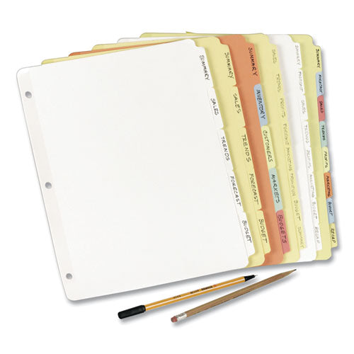 Write And Erase Plain-tab Paper Dividers, 5-tab, 11 X 8.5, Buff, 36 Sets.