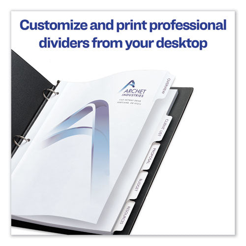 Customizable Print-on Dividers, 3-hole Punched, 5-tab, 11 X 8.5, White, 25 Sets.