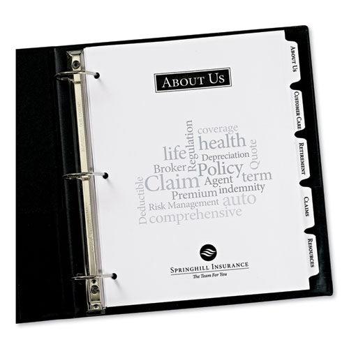 Customizable Print-on Dividers, 3-hole Punched, 5-tab, 11 X 8.5, White, 25 Sets.