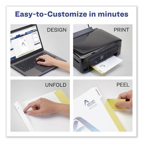 Customizable Print-on Dividers, 3-hole Punched, 5-tab, 11 X 8.5, White, 25 Sets.