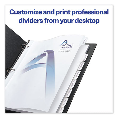 Customizable Print-on Dividers, 3-hole Punched, 8-tab, 11 X 8.5, White, 25 Sets.