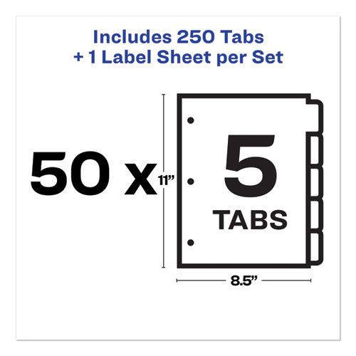 Print And Apply Index Maker Clear Label Dividers, 5-tab, White Tabs, 11 X 8.5, White, 50 Sets.