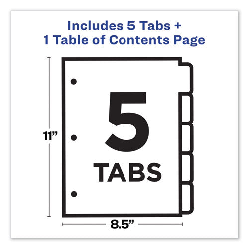 Customizable Table Of Contents Ready Index Dividers With Multicolor Tabs, 5-tab, 1 To 5, 11 X 8.5, Translucent, 1 Set.