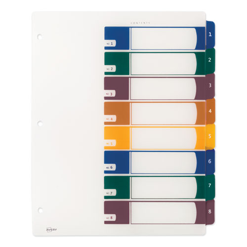 Customizable Table Of Contents Ready Index Dividers With Multicolor Tabs, 8-tab,1 To 8, 11 X 8.5, Translucent, 1 Set