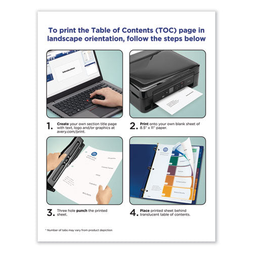 Customizable Table Of Contents Ready Index Dividers With Multicolor Tabs, 8-tab,1 To 8, 11 X 8.5, Translucent, 1 Set