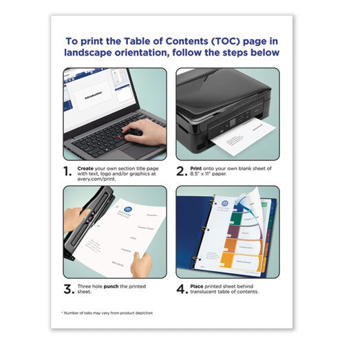 Customizable Table Of Contents Ready Index Dividers With Multicolor Tabs,10-tab, 1 To 10, 11 X 8.5, Translucent, 1 Set