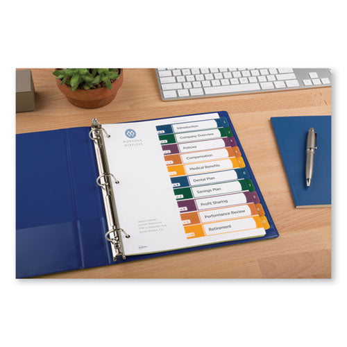 Customizable Table Of Contents Ready Index Dividers With Multicolor Tabs,10-tab, 1 To 10, 11 X 8.5, Translucent, 1 Set