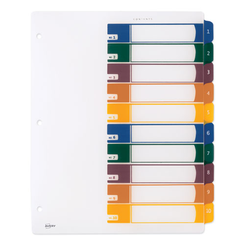 Customizable Table Of Contents Ready Index Dividers With Multicolor Tabs,10-tab, 1 To 10, 11 X 8.5, Translucent, 1 Set