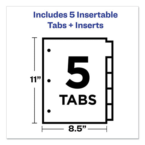 Insertable Big Tab Plastic Dividers, 5-tab, 11 X 8.5, Clear, 1 Set.