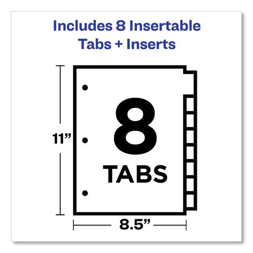 Insertable Big Tab Plastic Dividers, 8-tab, 11 X 8.5, Assorted, 1 Set.