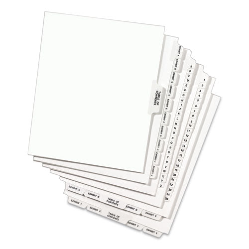 Preprinted Legal Exhibit Side Tab Index Dividers, Avery Style, 10-tab, 7, 11 X 8.5, White, 25/pack.