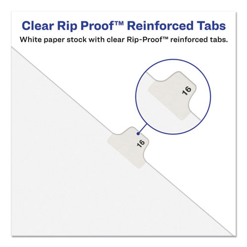 Preprinted Legal Exhibit Side Tab Index Dividers, Avery Style, 10-tab, 10, 11 X 8.5, White, 25/pack.