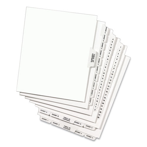 Preprinted Legal Exhibit Side Tab Index Dividers, Avery Style, 10-tab, 10, 11 X 8.5, White, 25/pack.