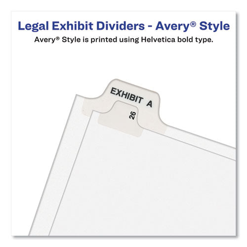 Avery-style Preprinted Legal Bottom Tab Divider, 26-tab, Exhibit F, 11 X 8.5, White, 25/pk.