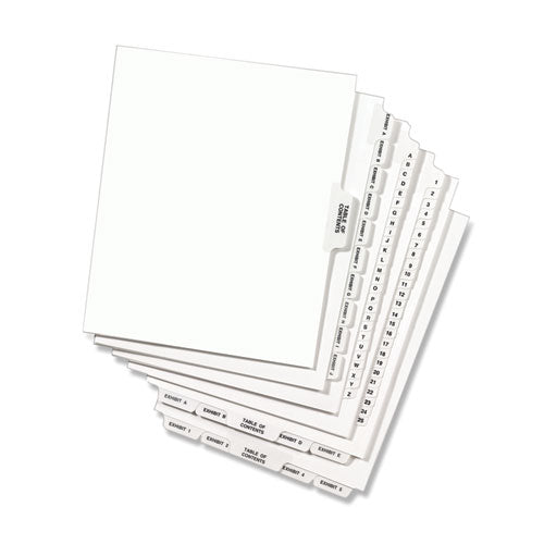 Avery-style Preprinted Legal Bottom Tab Divider, 26-tab, Exhibit J, 11 X 8.5, White, 25/pk.