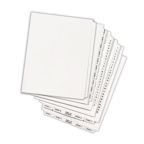 Blank Tab Legal Exhibit Index Divider Set, 25-tab, 11 X 8.5, White, 1 Set.