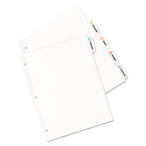 Big Tab Printable White Label Tab Dividers, 5-tab, 11 X 8.5, White, 20 Sets.