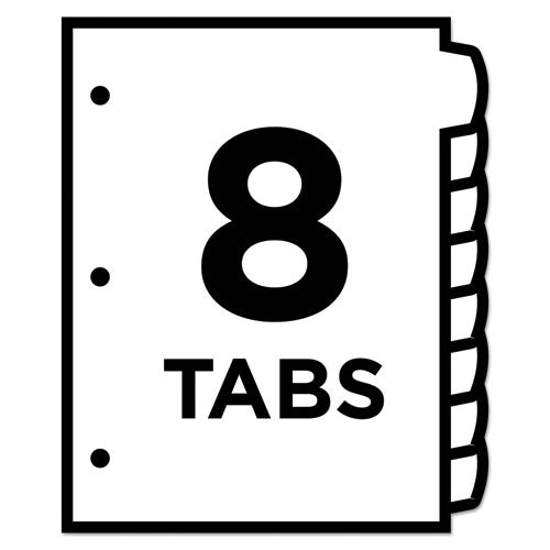 Big Tab Printable White Label Tab Dividers, 8-tab, 11 X 8.5, White, 20 Sets.