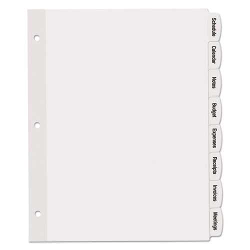 Big Tab Printable White Label Tab Dividers, 8-tab, 11 X 8.5, White, 20 Sets.