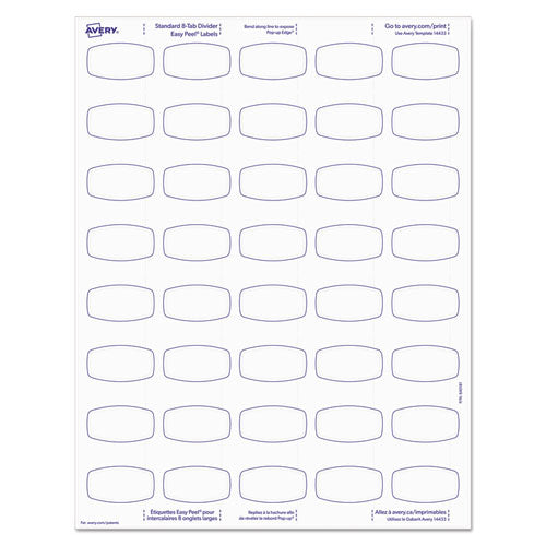 Big Tab Printable White Label Tab Dividers, 8-tab, 11 X 8.5, White, 20 Sets.