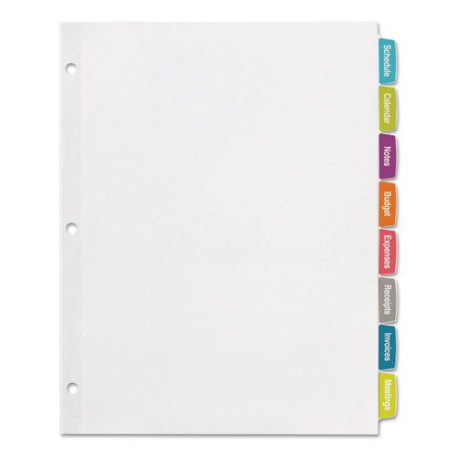 Big Tab Printable White Label Tab Dividers, 8-tab, 11 X 8.5, White, 20 Sets.