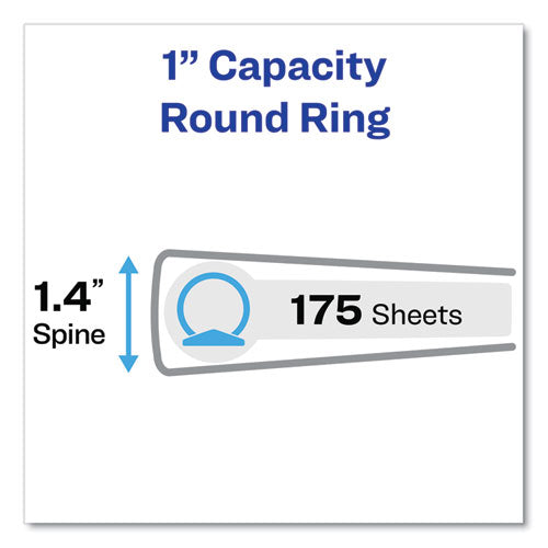 Hanging Storage Flexible Non-view Binder With Round Rings, 3 Rings, 1" Capacity, 11 X 8.5, Green.