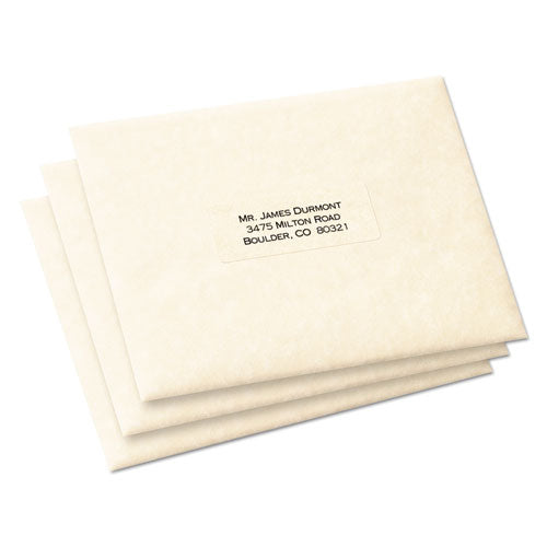 Matte Clear Easy Peel Mailing Labels W/ Sure Feed Technology, Laser Printers, 1 X 2.63, Clear, 30/sheet., 10 Sheets/pack