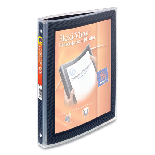 Flexi-view Binder With Round Rings, 3 Rings, 0.5" Capacity, 11 X 8.5, Black.