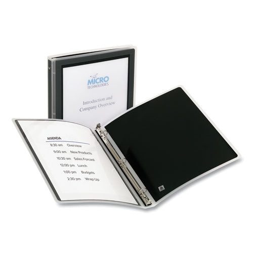 Flexi-view Binder With Round Rings, 3 Rings, 0.5" Capacity, 11 X 8.5, Black.