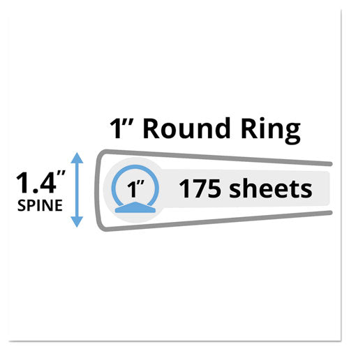 Mini Size Durable View Binder With Round Rings, 3 Rings, 1" Capacity, 8.5 X 5.5, White.