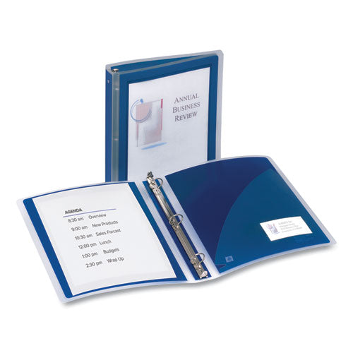 Flexi-view Binder With Round Rings, 3 Rings, 1.5" Capacity, 11 X 8.5, Navy Blue.