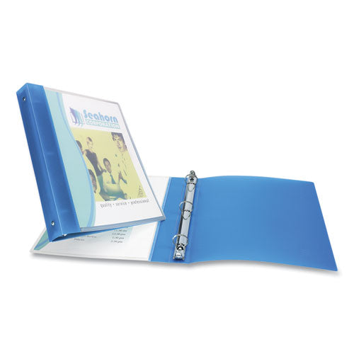 Flexible View Binder With Round Rings, 3 Rings, 0.5" Capacity, 11 X 8.5, Blue.