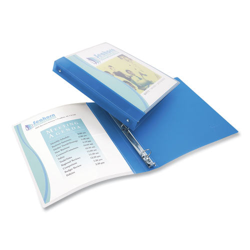 Flexible View Binder With Round Rings, 3 Rings, 0.5" Capacity, 11 X 8.5, Blue.