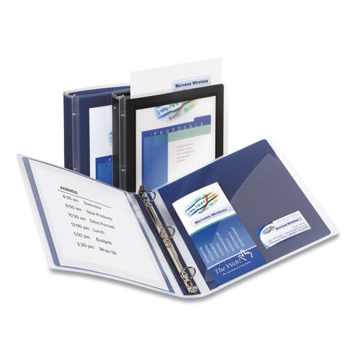 Flexi-view Binder With Round Rings, 3 Rings, 1" Capacity, 11 X 8.5, Navy Blue.