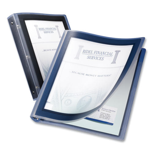 Flexi-view Binder With Round Rings, 3 Rings, 1" Capacity, 11 X 8.5, Navy Blue.