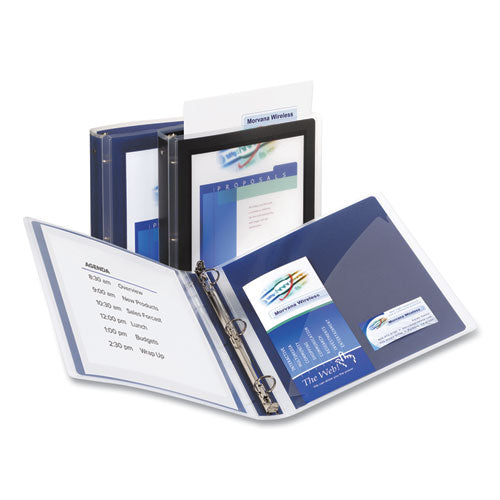 Flexi-view Binder With Round Rings, 3 Rings, 1" Capacity, 11 X 8.5, Black.