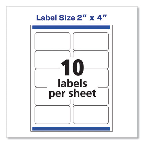 Shipping Labels W/ Trueblock Technology, Inkjet Printers, 2 X 4, White, 10/sheet, 10 Sheets/pack.