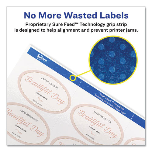 Oval Labels With Sure Feed And Easy Peel, 1.5 X 2.5, Glossy White, 180/pack.