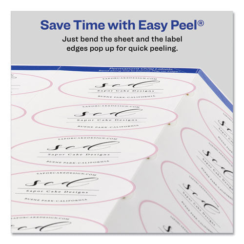 Oval Labels With Sure Feed And Easy Peel, 1.5 X 2.5, Glossy White, 180/pack.