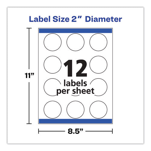 Round Print-to-the Edge Labels With Sure Feed And Easy Peel, 2" Dia, Glossy White, 120/pk.