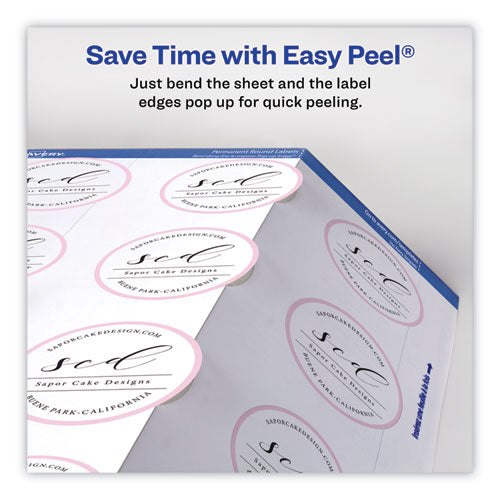 Round Print-to-the Edge Labels With Sure Feed And Easy Peel, 2" Dia, Glossy White, 120/pk.