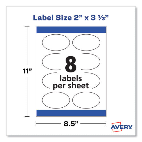 Oval Labels W/ Sure Feed And Easy Peel, 2 X 3.33, Glossy White, 80/pack.