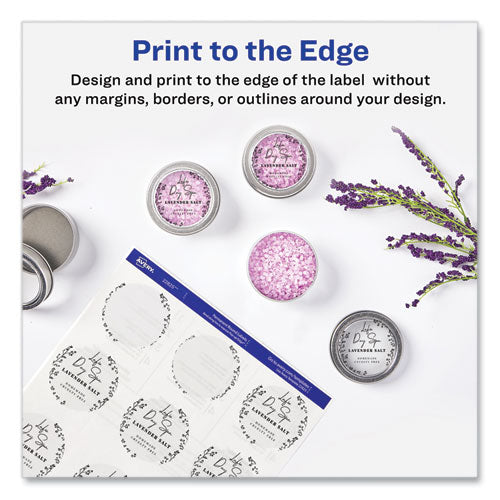 Round Print-to-the Edge Labels With Sure Feed And Easy Peel, 2" Dia, Glossy Clear, 120/pk.