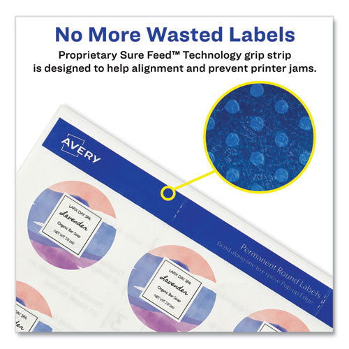 Round Print-to-the Edge Labels With Sure Feed And Easy Peel, 2" Dia, Glossy Clear, 120/pk.