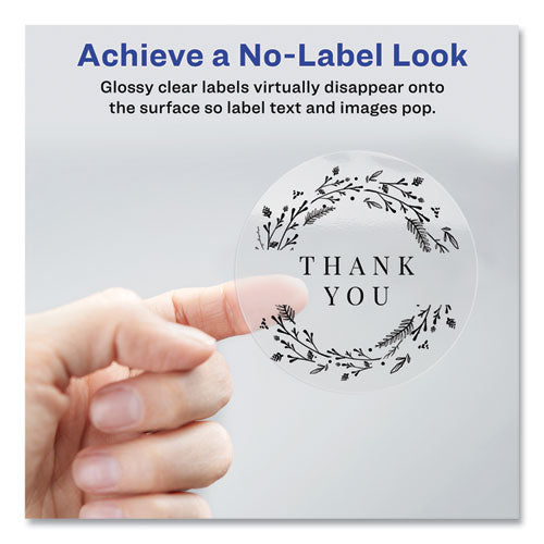 Round Print-to-the Edge Labels With Sure Feed And Easy Peel, 2" Dia, Glossy Clear, 120/pk.