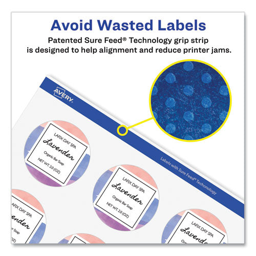 Durable White Id Labels W/ Sure Feed, 2.5" Dia, White, 72/pk.