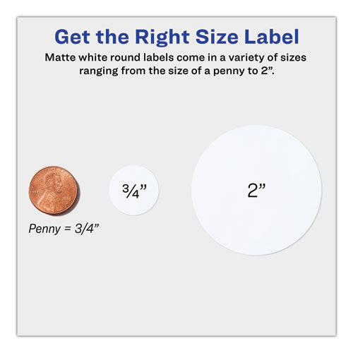 Round Print-to-the Edge Labels With Surefeed And Easypeel, 2" Dia, Matte White, 300/pack.